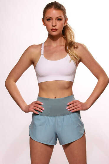 Women's Concealed Carry Runners Shorts from Alexo in light blue with polyester shell